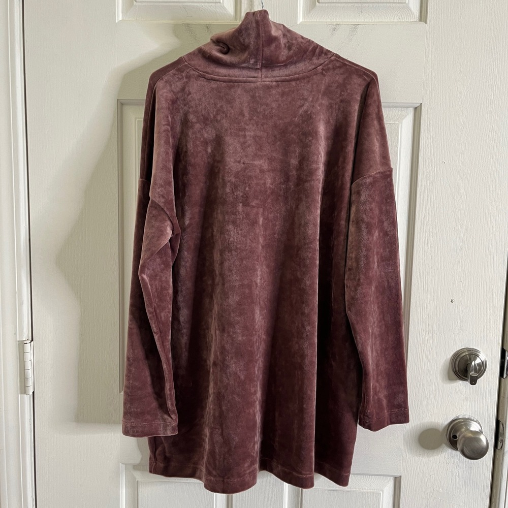 New J Jill Pure Jill Womens Crushed Velour Cowl Neck Tunic Top Purple size Large - Picture 3 of 13